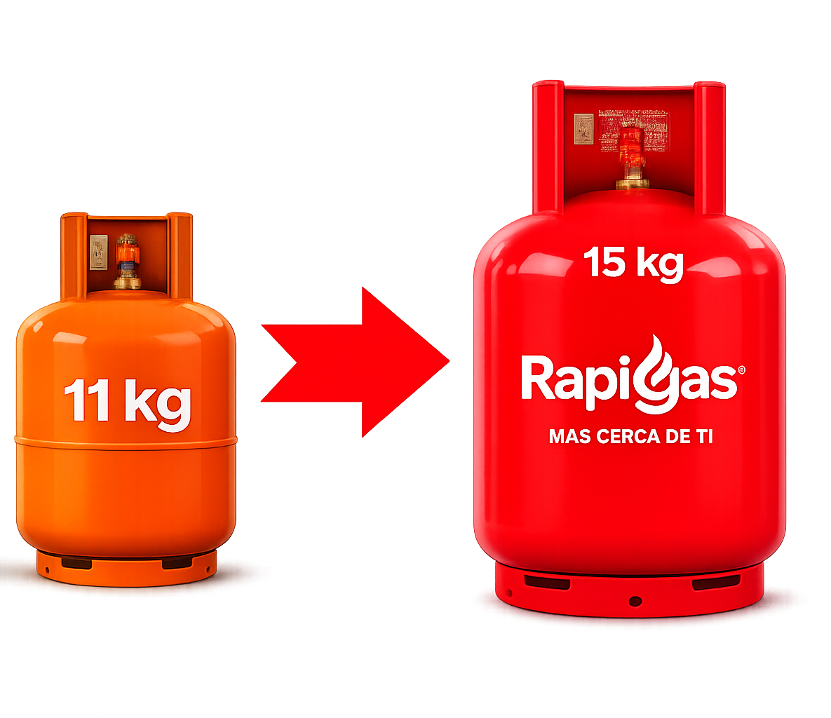 Cambio de cilindros de 5 kg y 11 kg por cilindro Rapigas de 15 kg